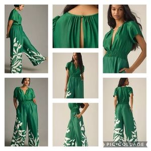 Anthropologie Somerset jumpsuit botanical green XL NWT